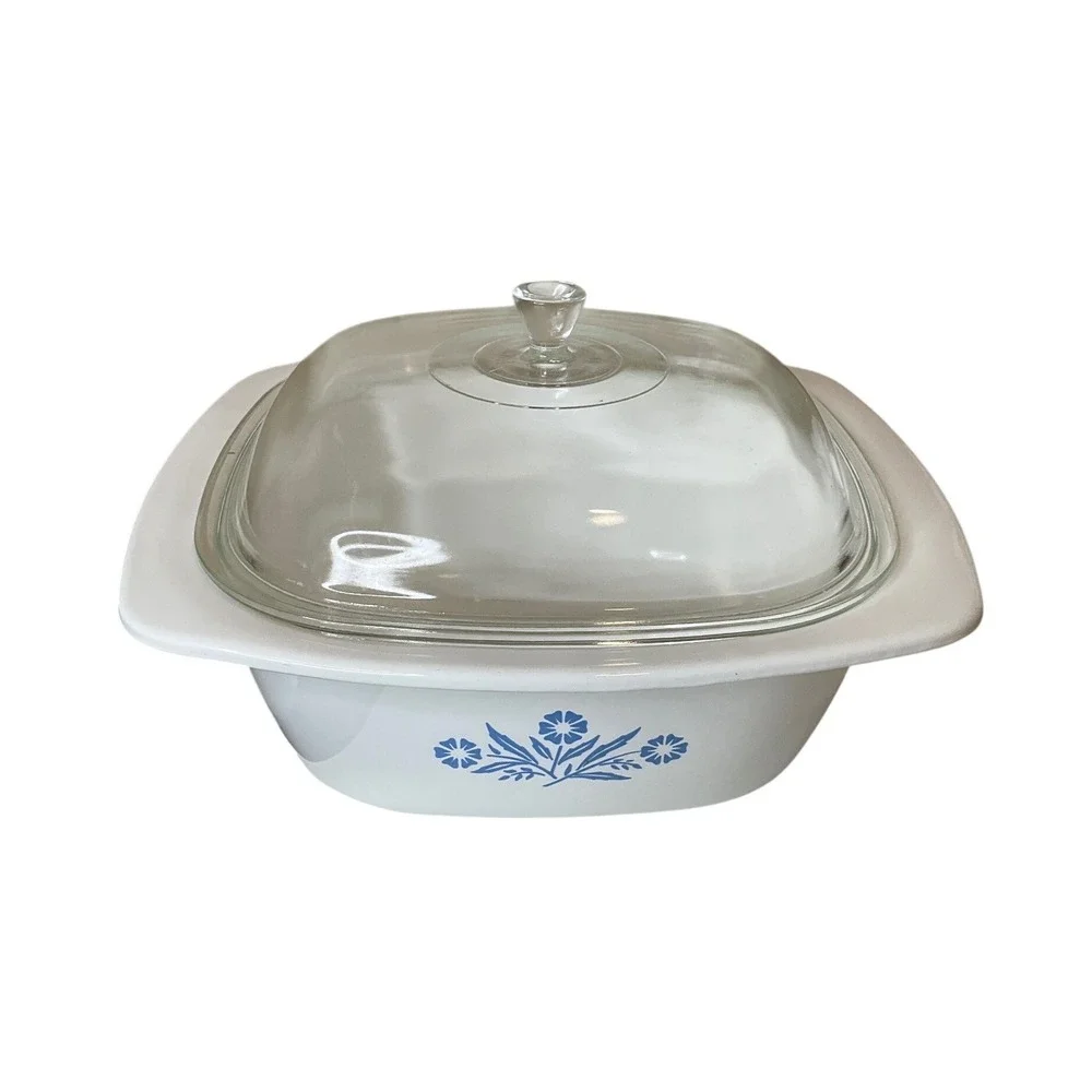 Vtg Corning Ware Cornflower Dutch Oven 4 Quarts W/Lid P-34-B Cottagecore USA 60s